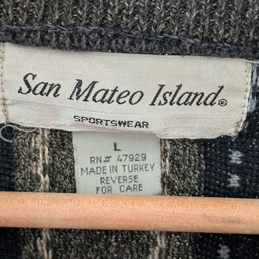 ✨SOLD✨Vintage Coogi Style Textured Earthy Neutral Crewneck Sweater In Navy - Picture 11 of 11